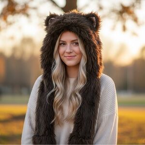 SpiritHoods Brown Faux Fur hood Animal